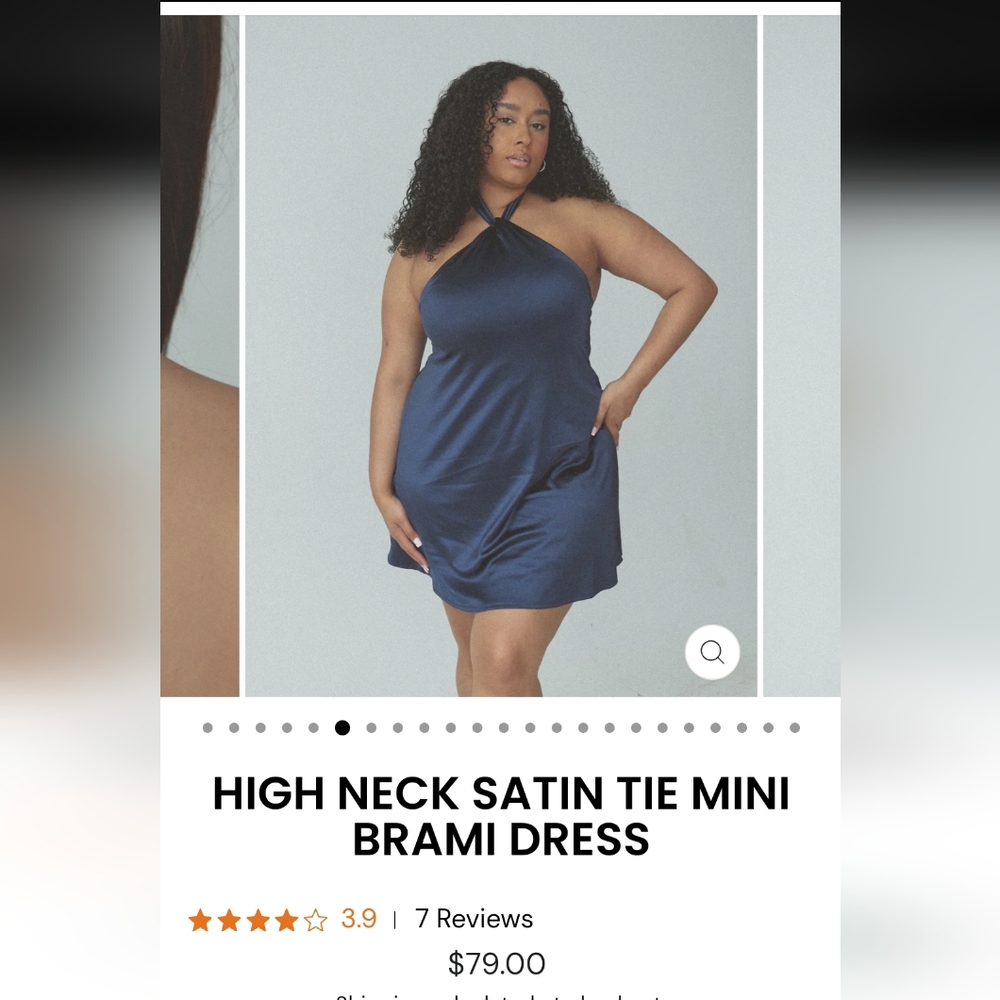 2XL Klassy Network Braless High-neck Satin Mini Dress